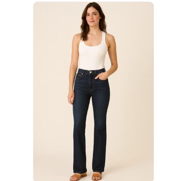Reformation SZ 24/33 Peyton High Rise Boot Cut Jeans Organic Cotton Aegean Wash - Picture 1 of 5